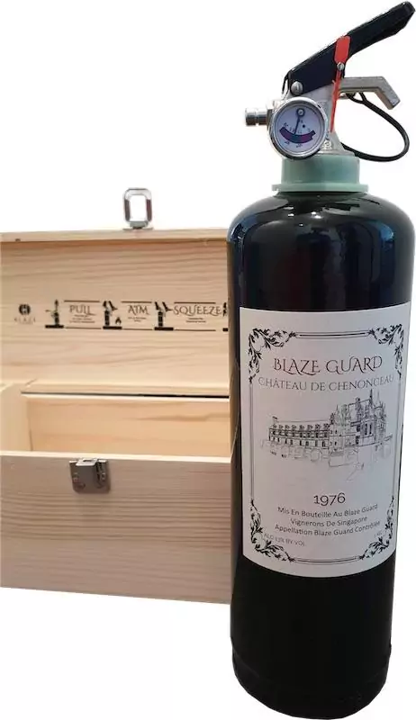 Red Wine Bottle Fire Extinguisher - Front
