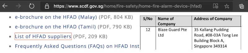 Authorised HFAD Supplier In SCDF